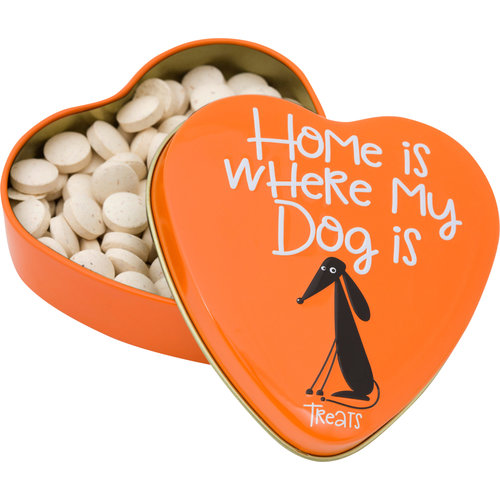 Sanal Sanal hond yeast calcium blik, 60 gram 'Home is where my dog is'.