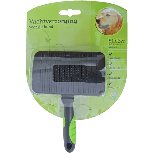 Boon vachtverzorging hond hondenborstel slicker soft easy clean, medium.
