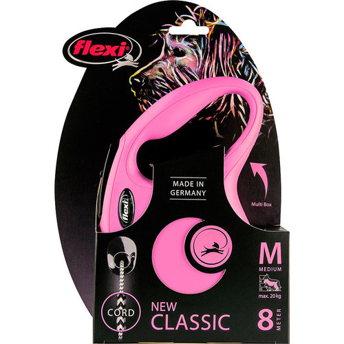 Flexi flexi rollijn CLASSIC cord M roze, 8 meter.
