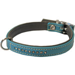 Boon Dog fashion Boon Dog fashion halsband nappa met strass turquoise/grijs, 14 mm/25 cm.