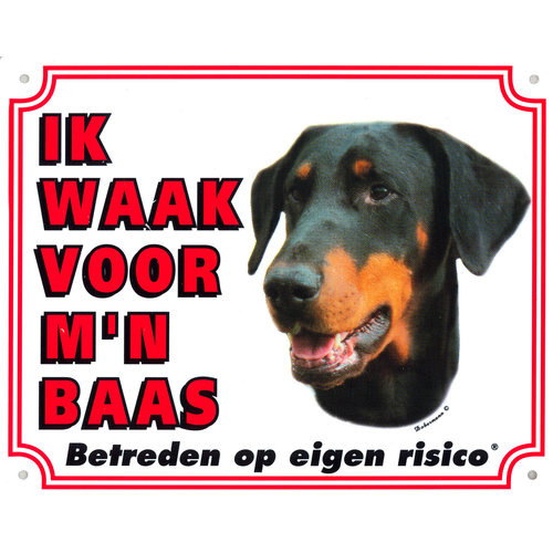 Waakbord groot in kleur, Dobermann.