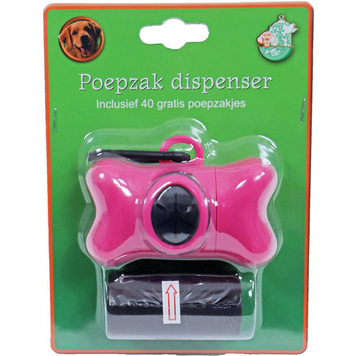 Boon poepzak dispenser botmodel roze, inclusief 2x20 poepzakjes.