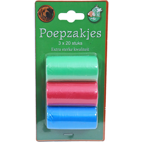 Boon poepzak pastel pak 3 rol a 20 stuks.