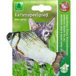 Boon kattenspeelgoed op kaart vis met catnip grijs/bruin, 11 cm.