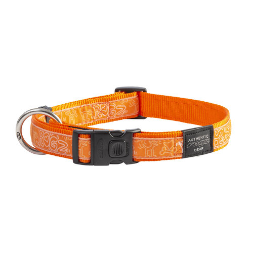 Rogz Beltz Fancy Dress Halsband XL Orange Doodle-Orange 1 st. Extra Large