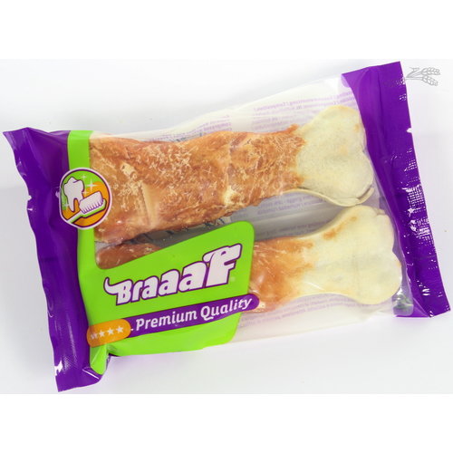 Braaaf Hondensnacks Braaaf Geperst Been Kip 130 gr. 2 st. 12,5 cm