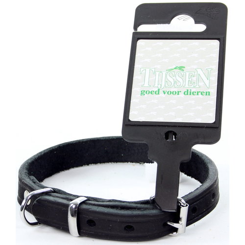 Tijssen goed voor dieren Halsband Vetleer Zwart 1 st. 12 mm / 35 cm