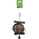 Boon Boon vogelspeelgoed stok hout met bal en bel L, 22 cm.
