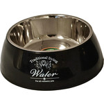 Hondenbak plastic/RVS 'Water/Food' zwart, 18 cm.