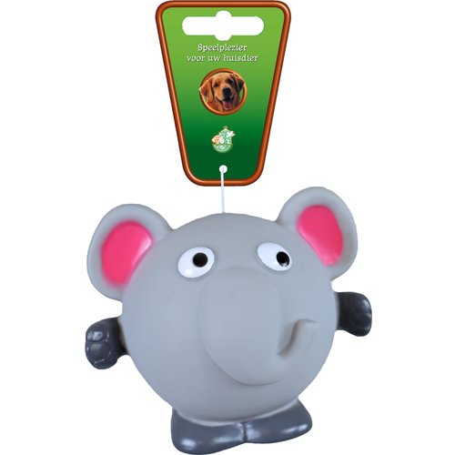 Boon hondenspeelgoed vinyl bal met piep olifant, 12.5 cm.