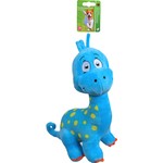 Boon hondenspeelgoed pluche dino blauw, 25 cm met piep.