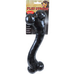 Play en Dental Strong Play Strong hondenspeelgoed rubber 'S' bot 30 cm, zwart.