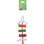 Boon Boon vogelspeelgoed ladder hout met leer en bel, 19 cm.
