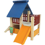 Boon hamsterhuis hout met veranda gekleurd, 19 cm.