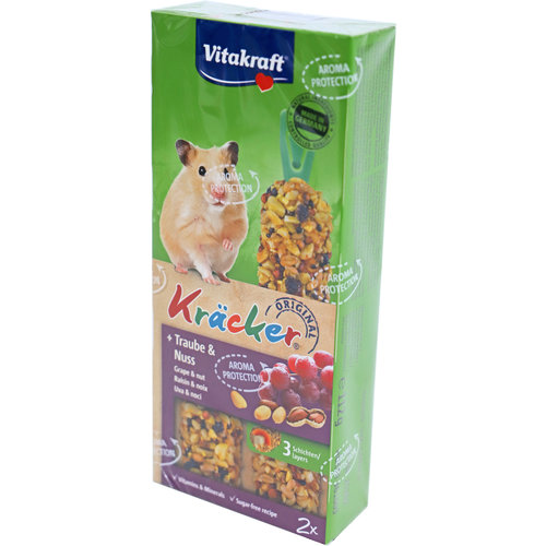Vitakraft Vitakraft knaagdier druif/noot-kräcker hamster, 2in1.