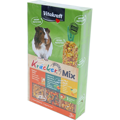 Vitakraft Vitakraft knaagdier Mix honing/spelt- groente/biet-citrus/sinaasappel-kräcker cavia, 3in1.