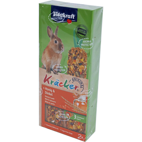 Vitakraft Vitakraft knaagdier honing/spelt-kräcker dwergkonijn, 2in1.