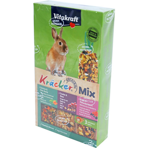 Vitakraft Vitakraft knaagdier Mix groente/biet-druif/noot-bosbes/vlierbes-kräcker dwergkonijn, 3in1.