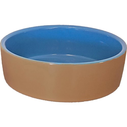 Hondeneetbak steen beige/blauw, 22,5 cm.