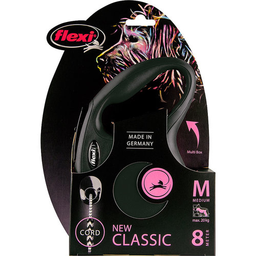 Flexi flexi rollijn CLASSIC cord M zwart, 8 meter.