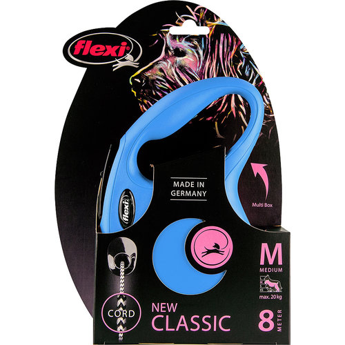 Flexi flexi rollijn CLASSIC cord M blauw, 8 meter.