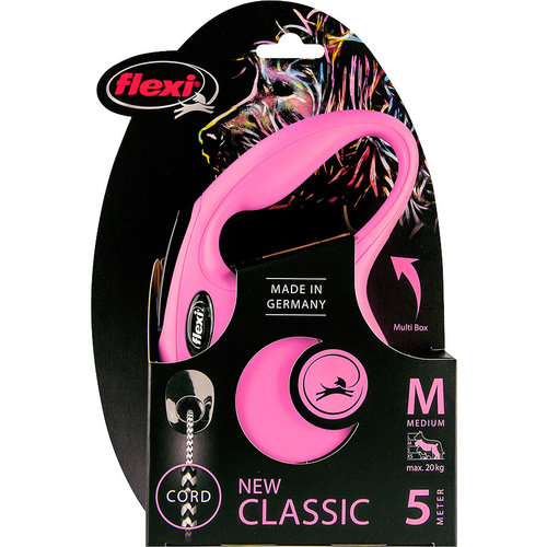 Flexi flexi rollijn CLASSIC cord M roze, 5 meter.