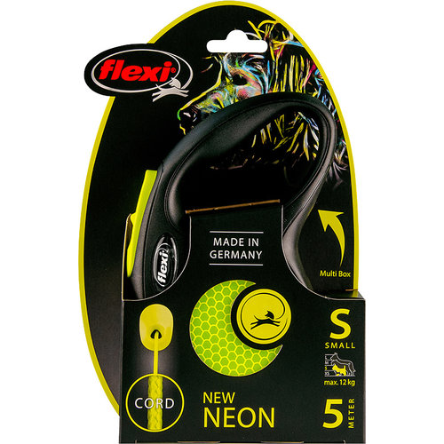 Flexi flexi rollijn NEW NEON cord S geel, 5 meter.