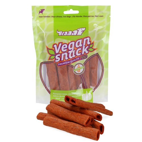 Braaaf Hondensnacks Braaaf Vegan Sticks Pompoen 80 gr. 12 cm