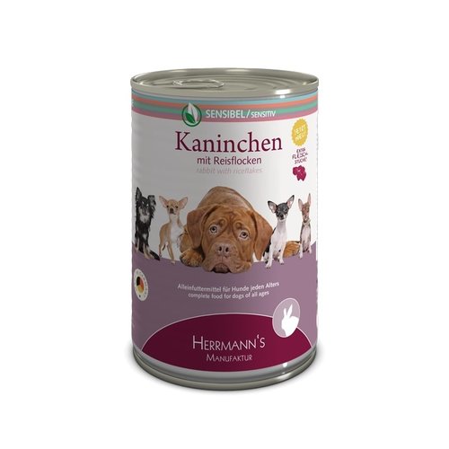 Herrmanns Bio Hond & Kat Herrmanns Sensitive Konijn & Rijstvl. 400 gr.