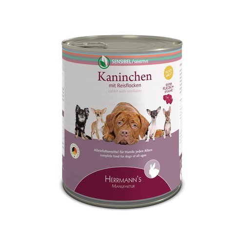 Herrmanns Bio Hond & Kat Herrmanns Sensitive Konijn & Rijstvl. 800 gr.