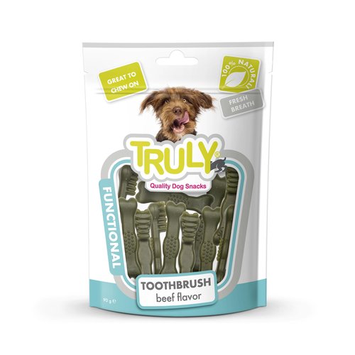 Truly Truly Snacks Dog Dental Toothbrush-Beef Flavour 90 gr.