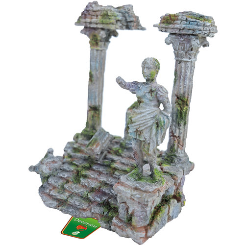 Boon aqua deco Boon Aqua Deco ornament polyresin Romeinse tempel met beeld grijs, 22x16x17,5 cm.