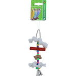 Boon Boon vogelspeelgoed kralen met katoen en bel, 15 cm.