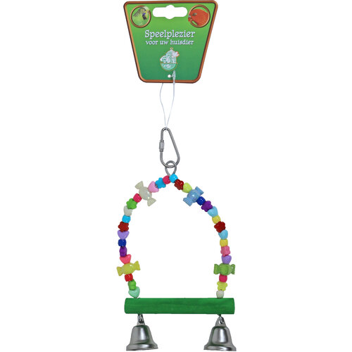Boon Boon vogelspeelgoed schommel met kralen en 2x bel, 19 cm.