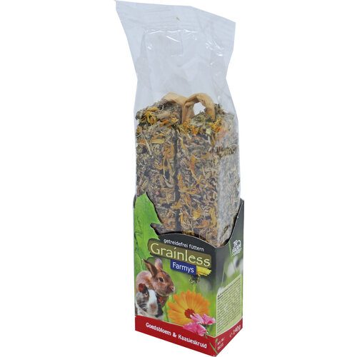 JR Farm JR Farm knaagdier Grainless Farmys goudsbloem/stokroos, 140 gram. 08155