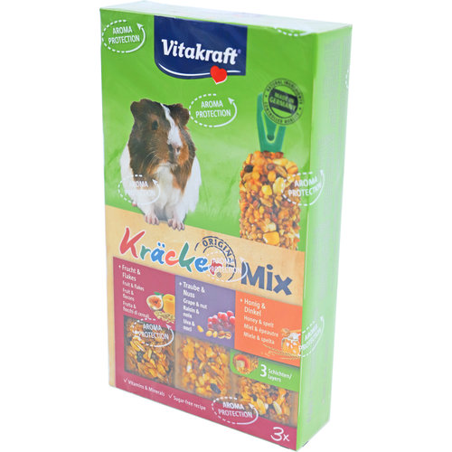 Vitakraft Vitakraft knaagdier Mix honing/spelt- fruit/flakes-druif/noot-kräcker cavia, 3in1.