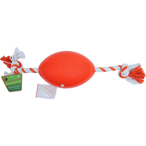 Boon hondenspeelgoed activity bal met floss oranje/wit, 70 cm.
