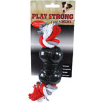 Play en Dental Strong Play Strong hondenspeelgoed rubber mini bot met floss 9 cm, zwart.