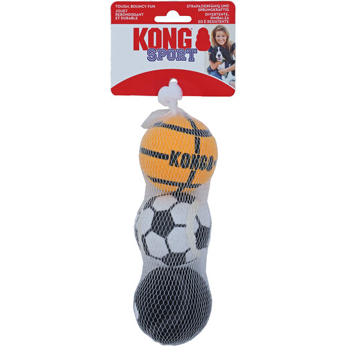 Kong Kong hond Sport 3 sportballen, medium net a 3 stuks.