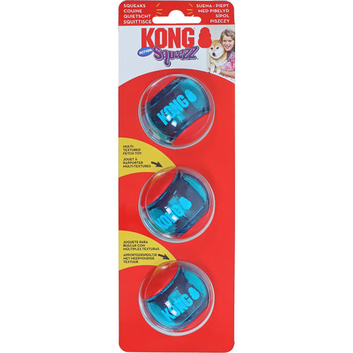 Kong Kong hond Squeezz Action ball red small, kaart a 3 stuks.