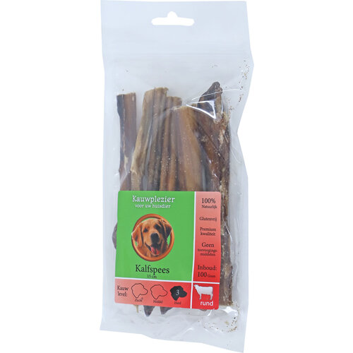 Boony Natuurlijke Snacks Boon Natuurlijke Snack rund, kalfspezen 15 cm, zak a 100 gram.