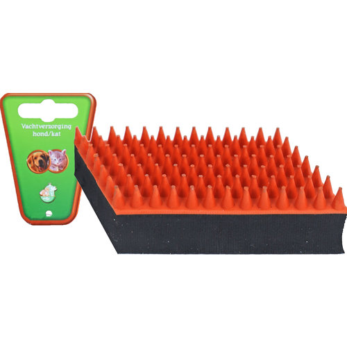 Boon massageborstel rubber oranje/zwart, 13 cm.