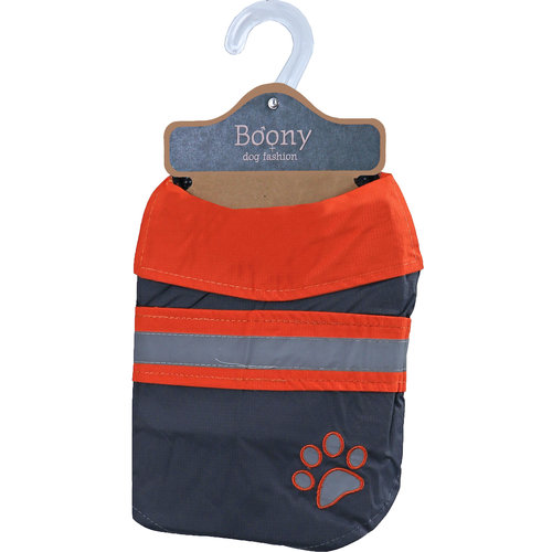 Boony Dog Fashion Boony Dog fashion honden regenjas Safety met reflectie grijs/oranje, 20 cm.