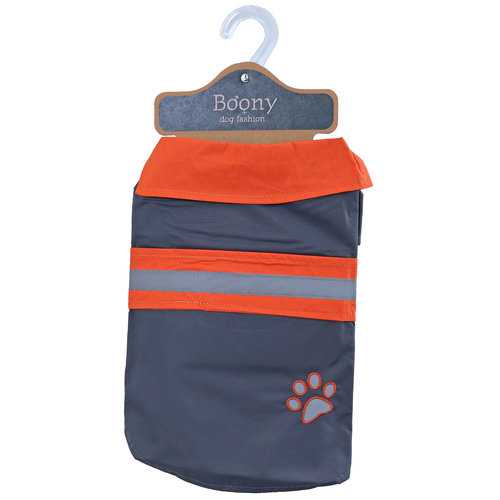 Boony Dog Fashion Boony Dog fashion honden regenjas Safety met reflectie grijs/oranje, 30 cm.