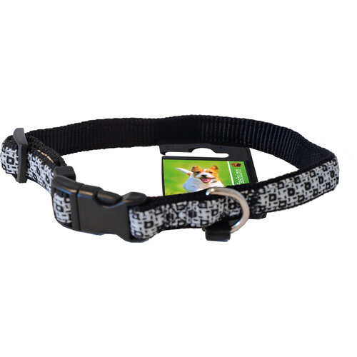 Boon Dog fashion Boon Dog fashion halsband nylon verstelbaar 20 mm x 45-60 cm, ruit zwart.