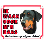 Waakbord groot in kleur, Dobermann.