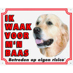 Waakbord groot in kleur, Golden Retriever.