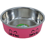 Boon katteneetbak RVS kattenkop roze, 11 cm.