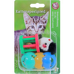 Boon Boon kattenspeelgoed blister a 3 plastic bal, klos en muis.