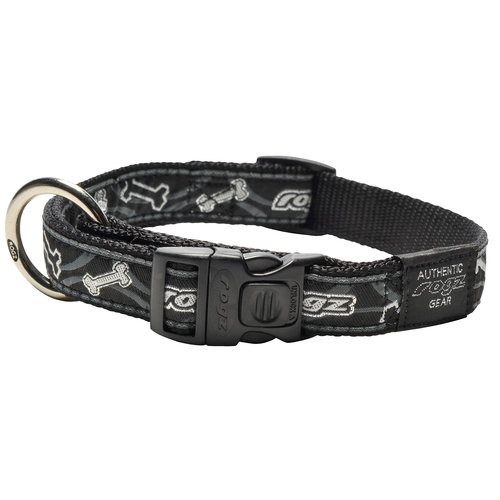 Rogz Beltz Fancy Dress Halsband L Black Bone 1 st. Large